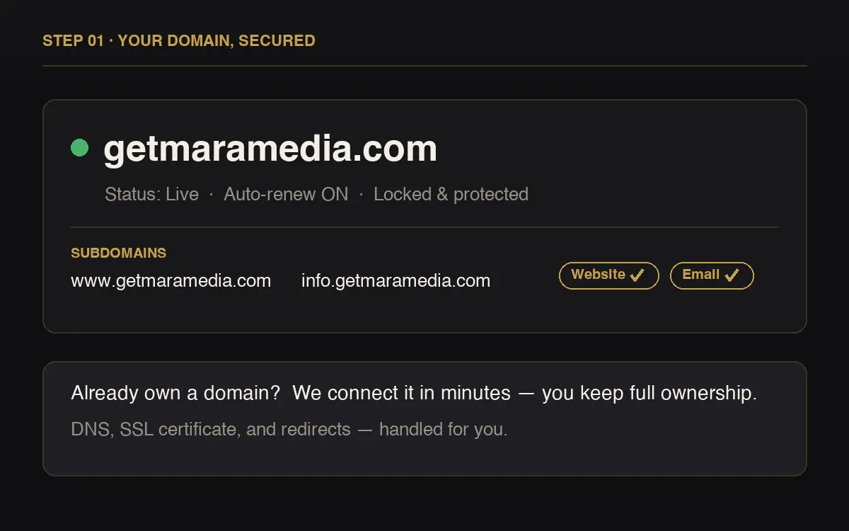 Domain setup screenshot